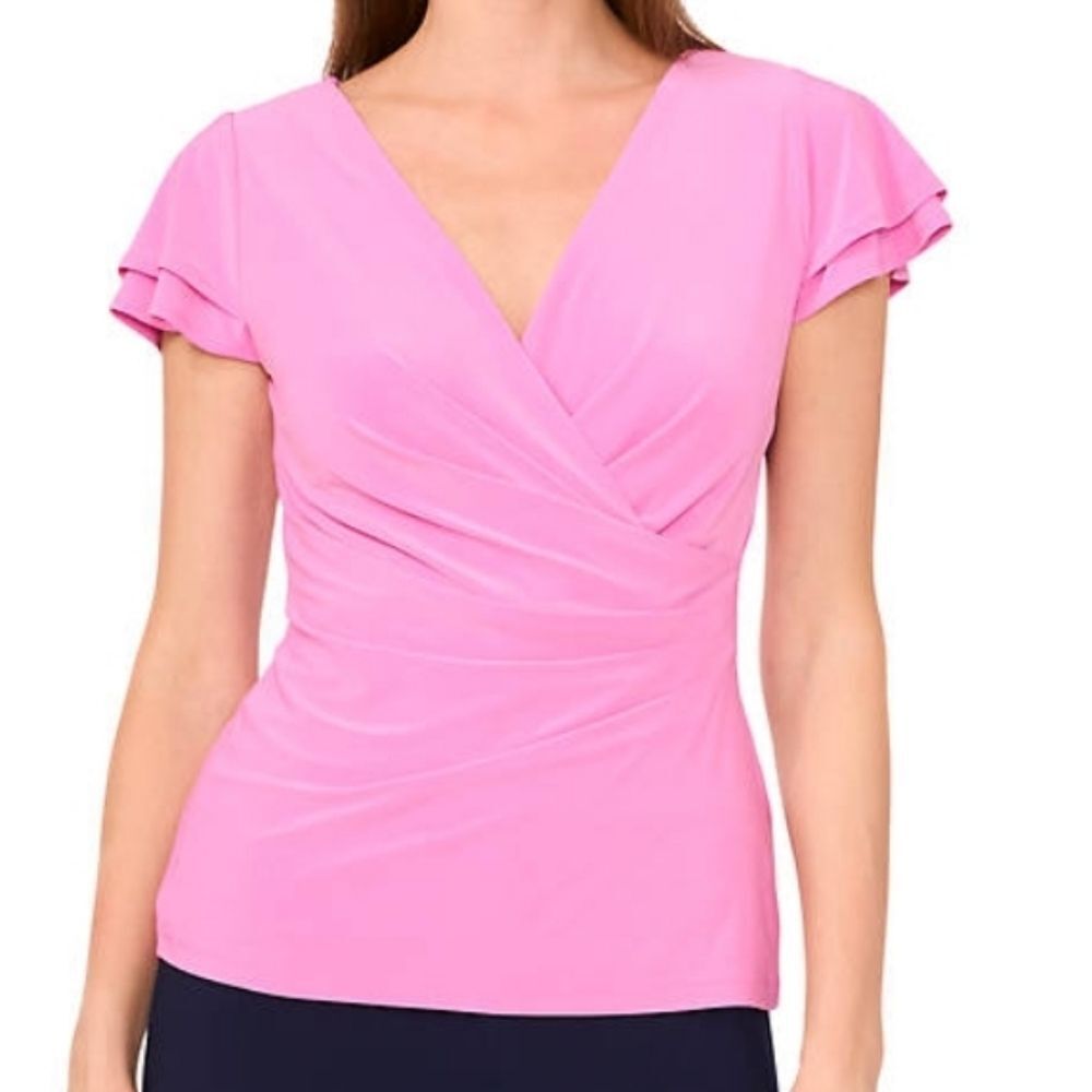 Vince Camuto Flutter Sleeve Wrap Top